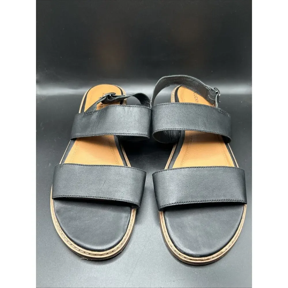 Lucky Brand Kaimana Black Leather Strappy Sandals Adjustable Strap Women's 10